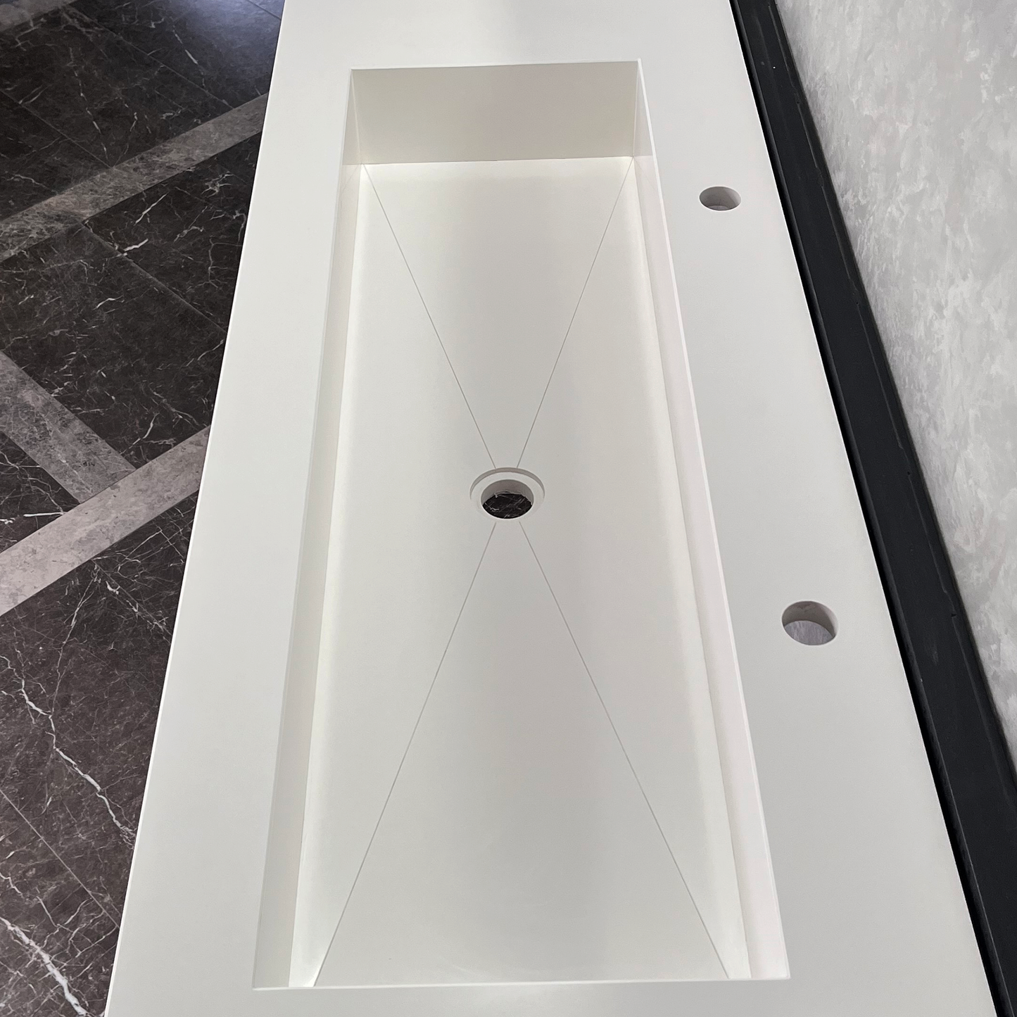 CUSTOM WHITE QUARTZ TROUGH SINK (QU-077)