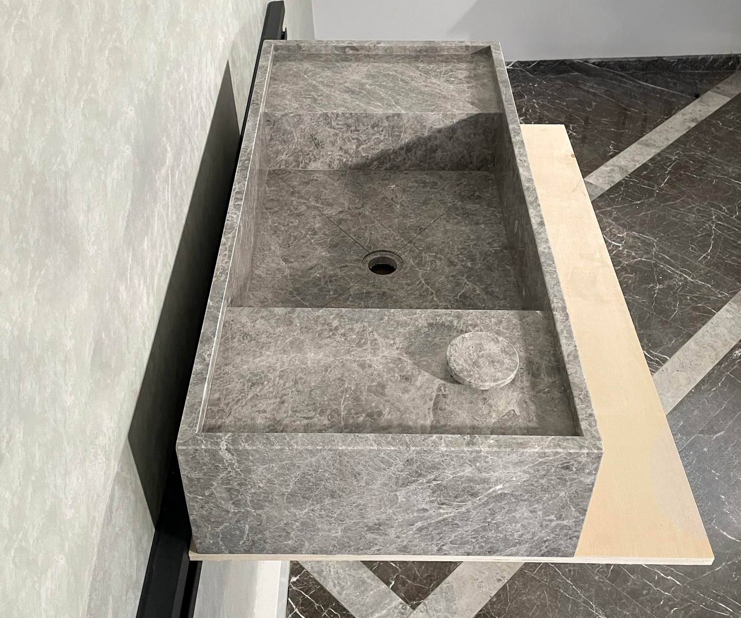 HANDCRAFTED CUSTOM TUNDRA GREY MARBLE SINK (NS-078)