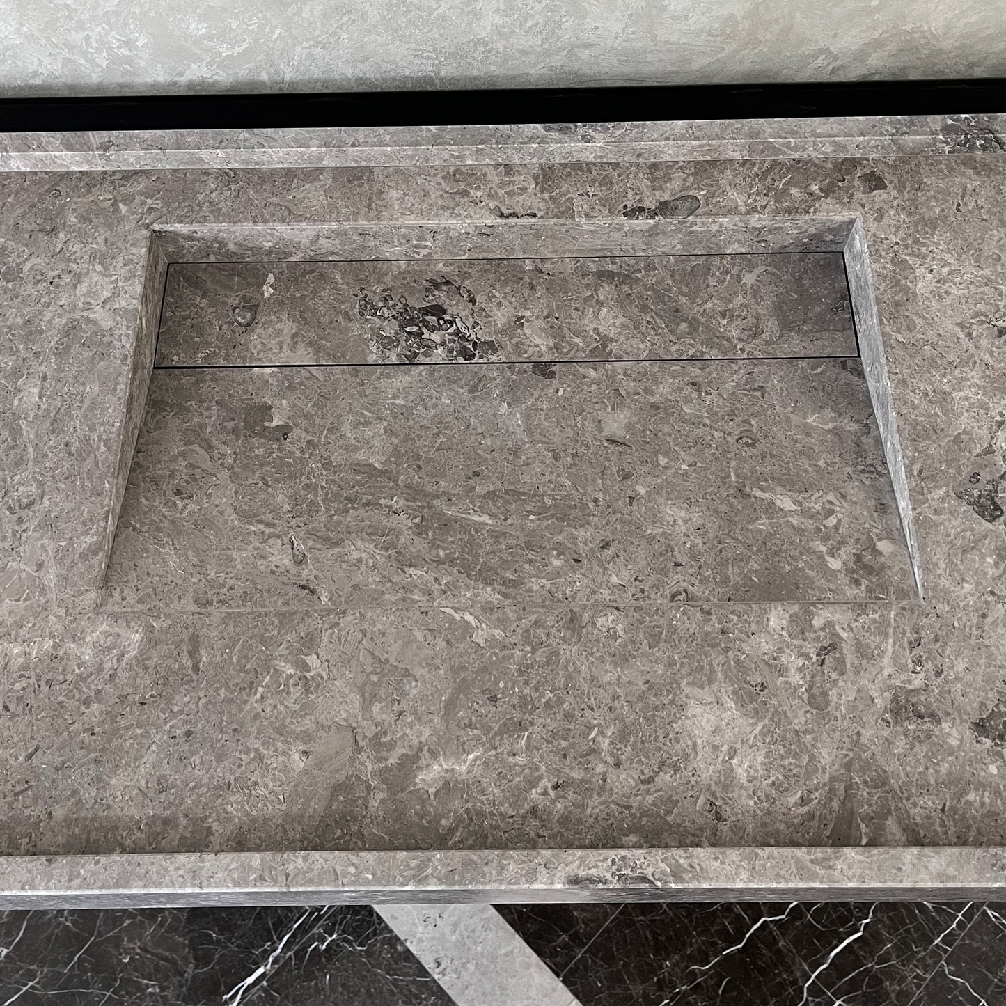 HANDCRAFTED CUSTOM TUNDRA GREY MARBLE SINK (NS-075)