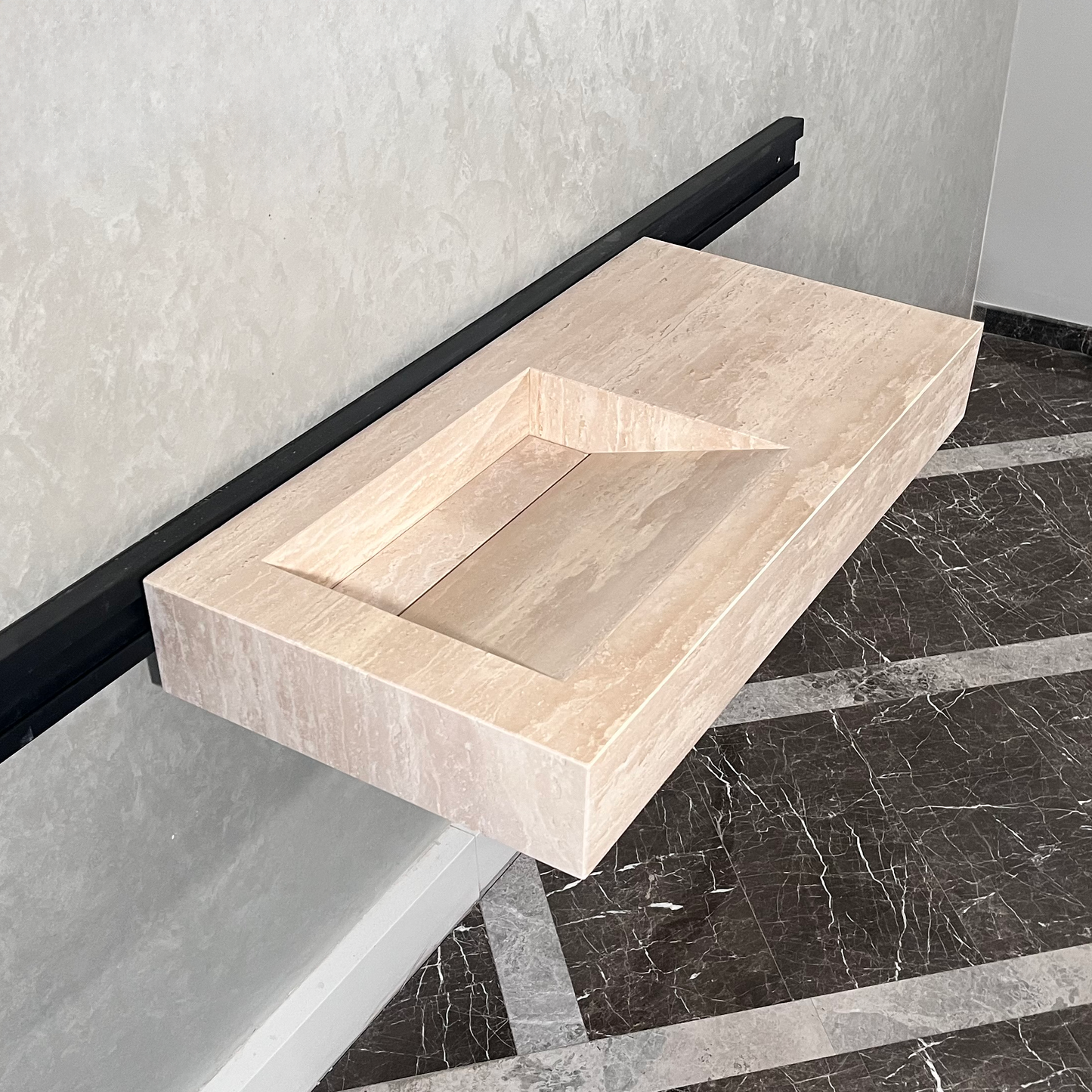 HANDCRAFTED CUSTOM TRAVERTINE SINK (TR-060)