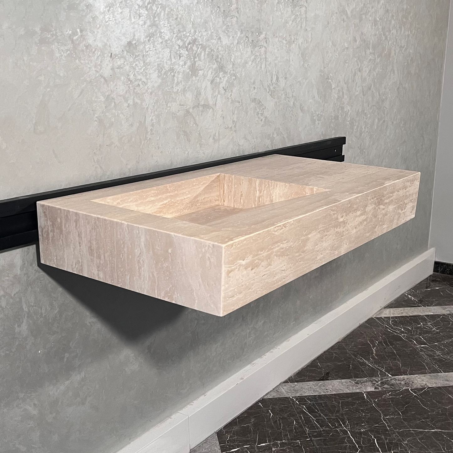 HANDCRAFTED CUSTOM TRAVERTINE SINK (TR-060)