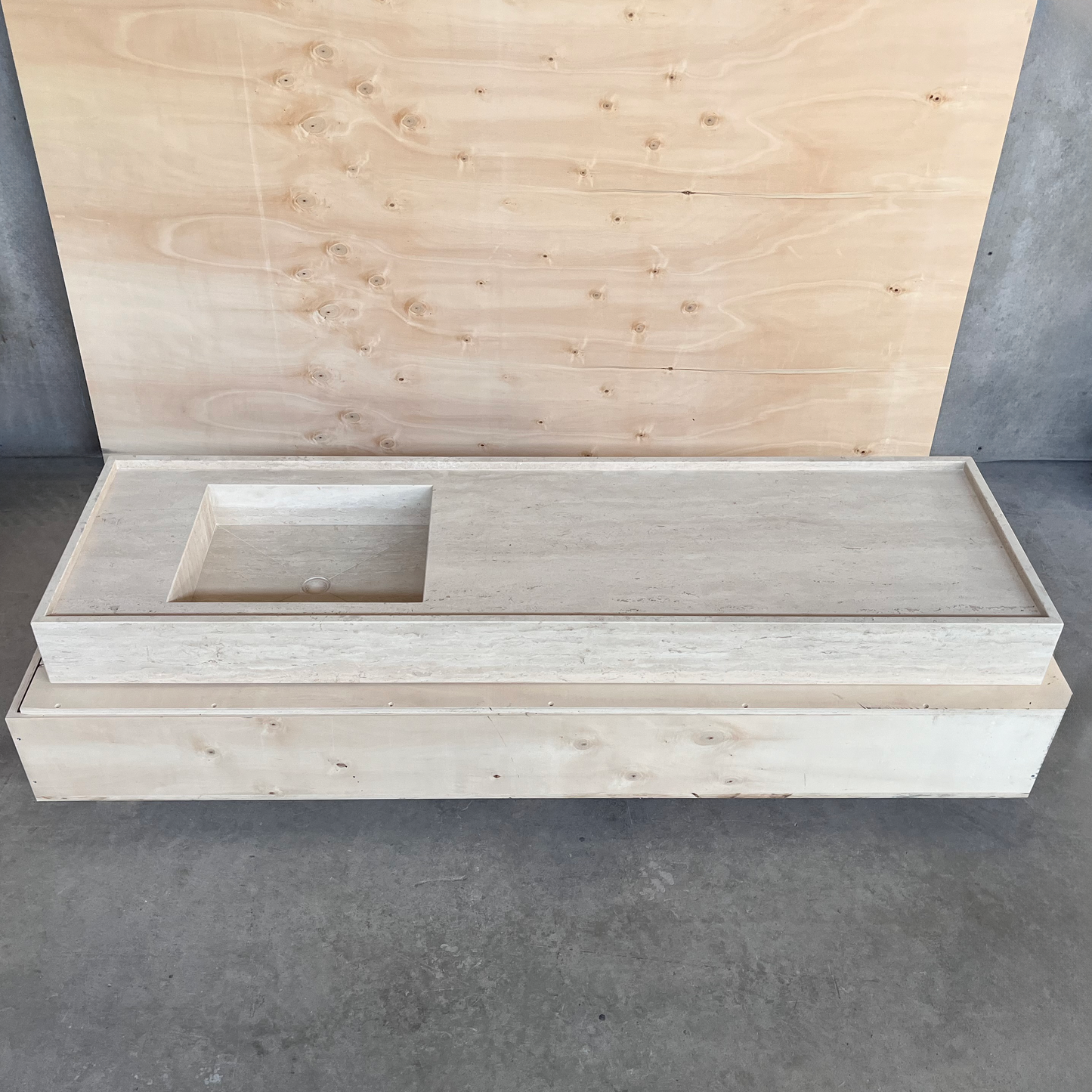 HANDCRAFTED CUSTOM TRAVERTINE MARBLE SINK (TR-096)