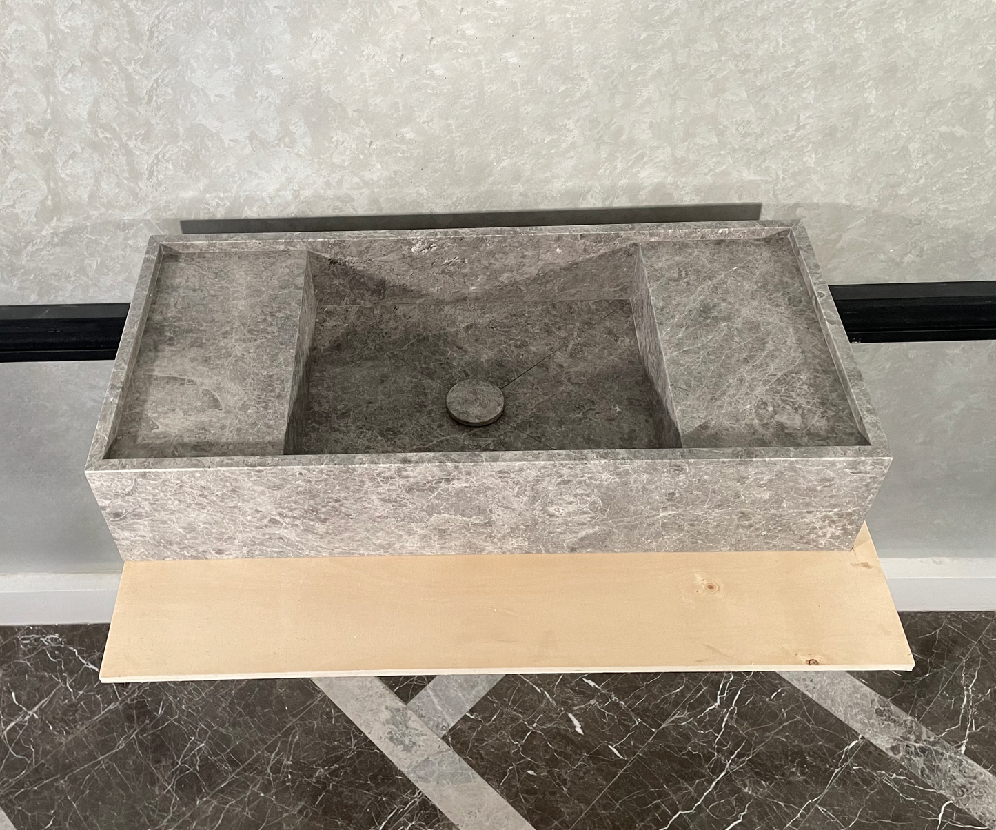 HANDCRAFTED CUSTOM TUNDRA GREY MARBLE SINK (NS-078)