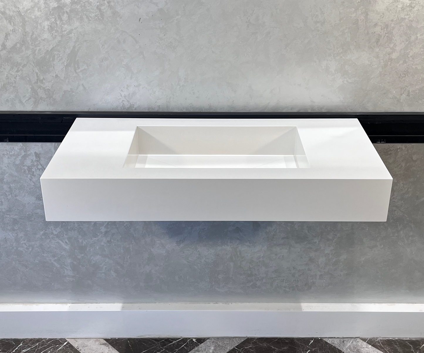 CUSTOM WHITE QUARTZ TROUGH SINK (QU-048)