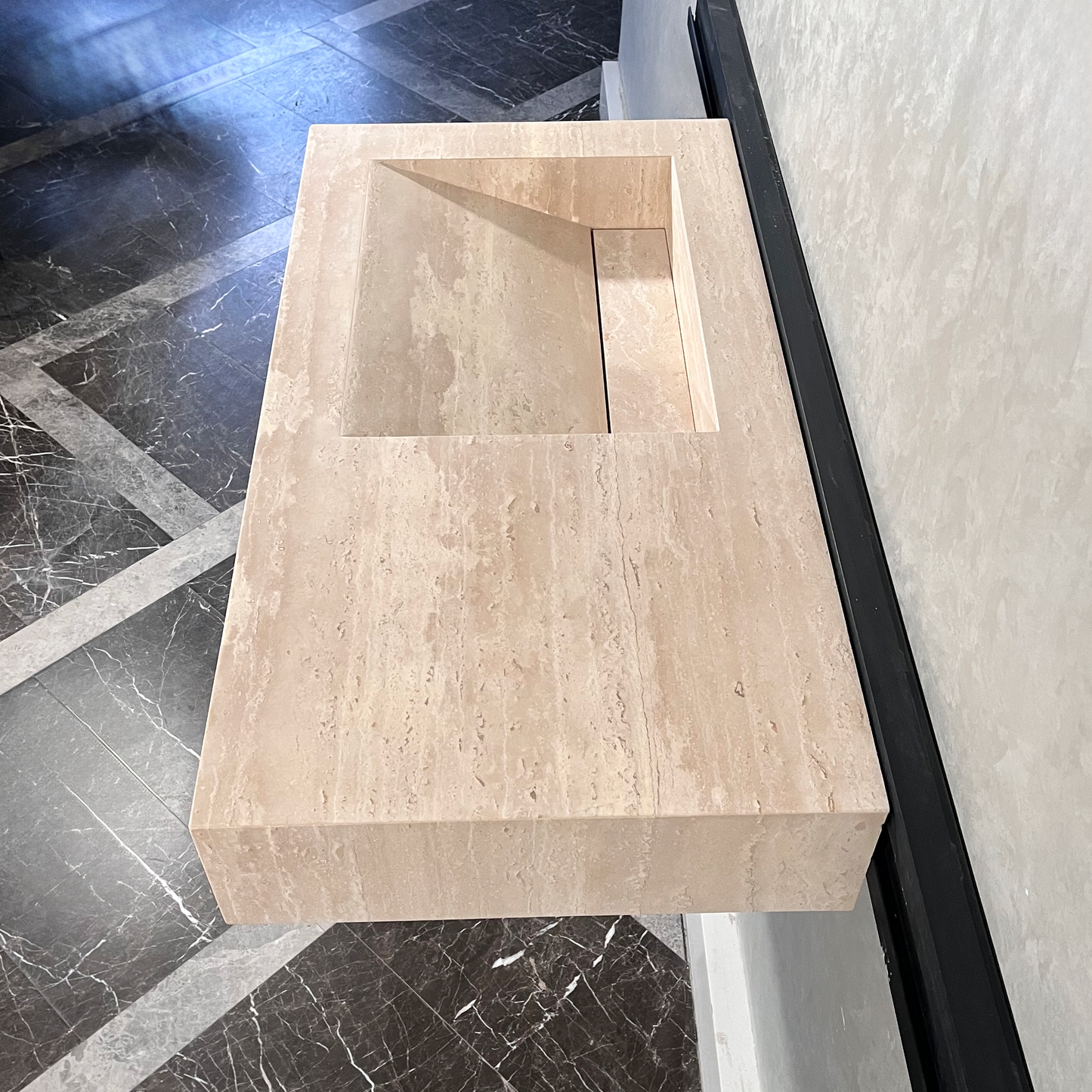 HANDCRAFTED CUSTOM TRAVERTINE SINK (TR-060)