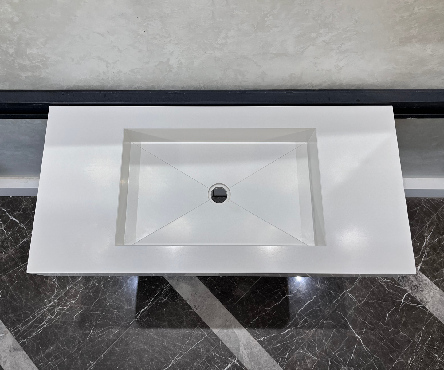 CUSTOM WHITE QUARTZ TROUGH SINK (QU-048)