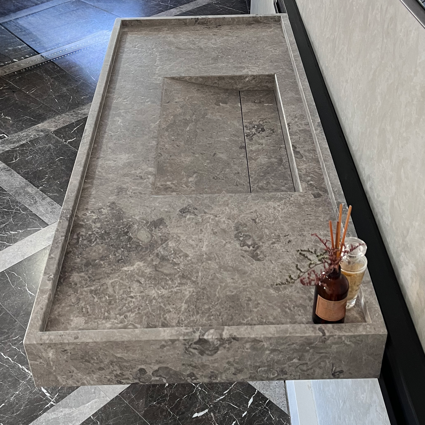 HANDCRAFTED CUSTOM TUNDRA GREY MARBLE SINK (NS-075)