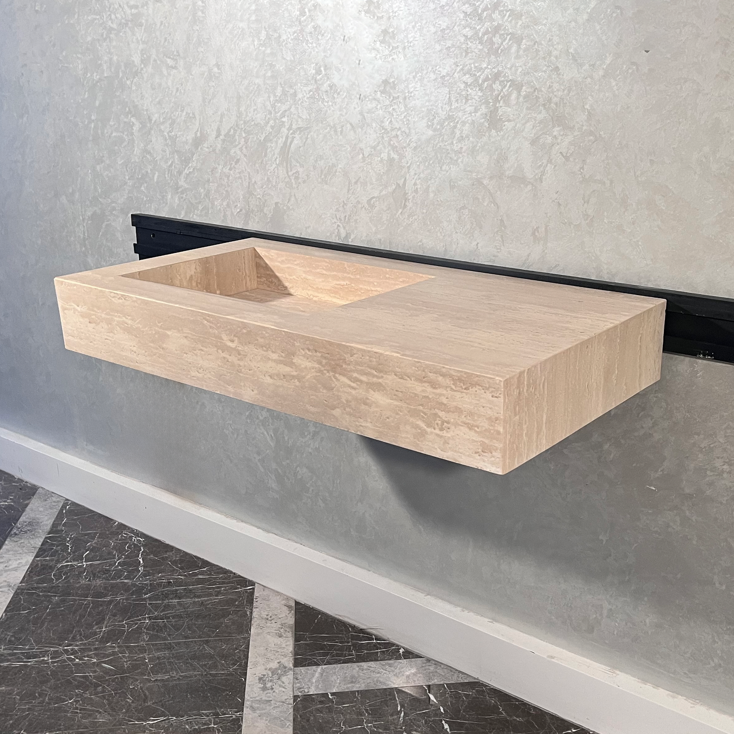 HANDCRAFTED CUSTOM TRAVERTINE SINK (TR-060)