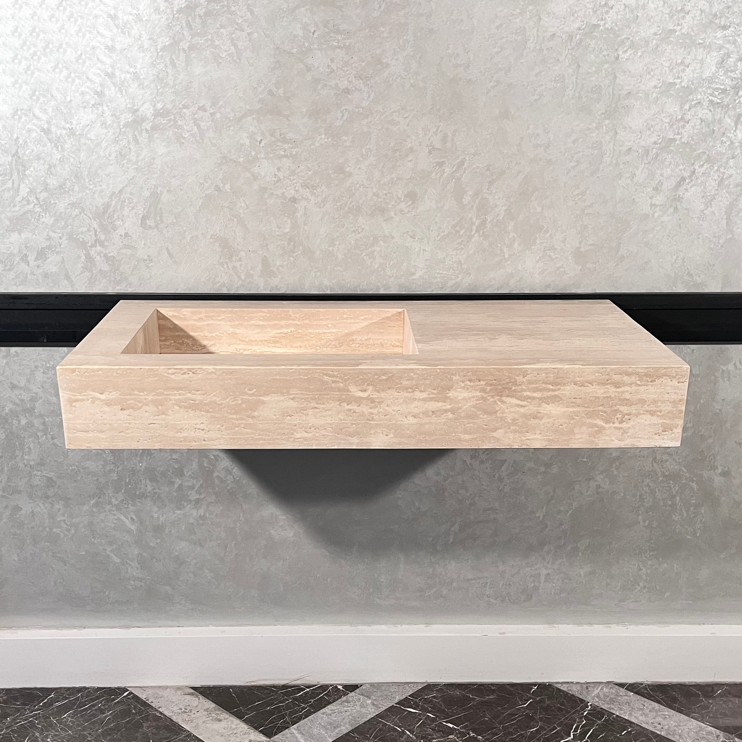 HANDCRAFTED CUSTOM TRAVERTINE SINK (TR-060)