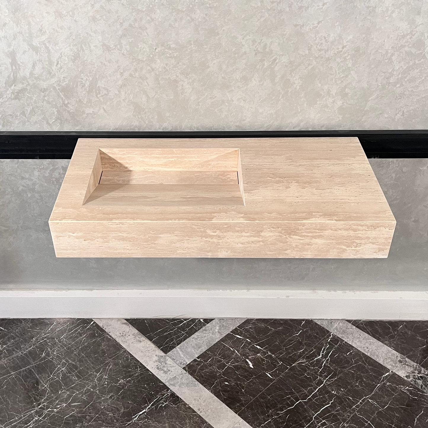 HANDCRAFTED CUSTOM TRAVERTINE SINK (TR-060)