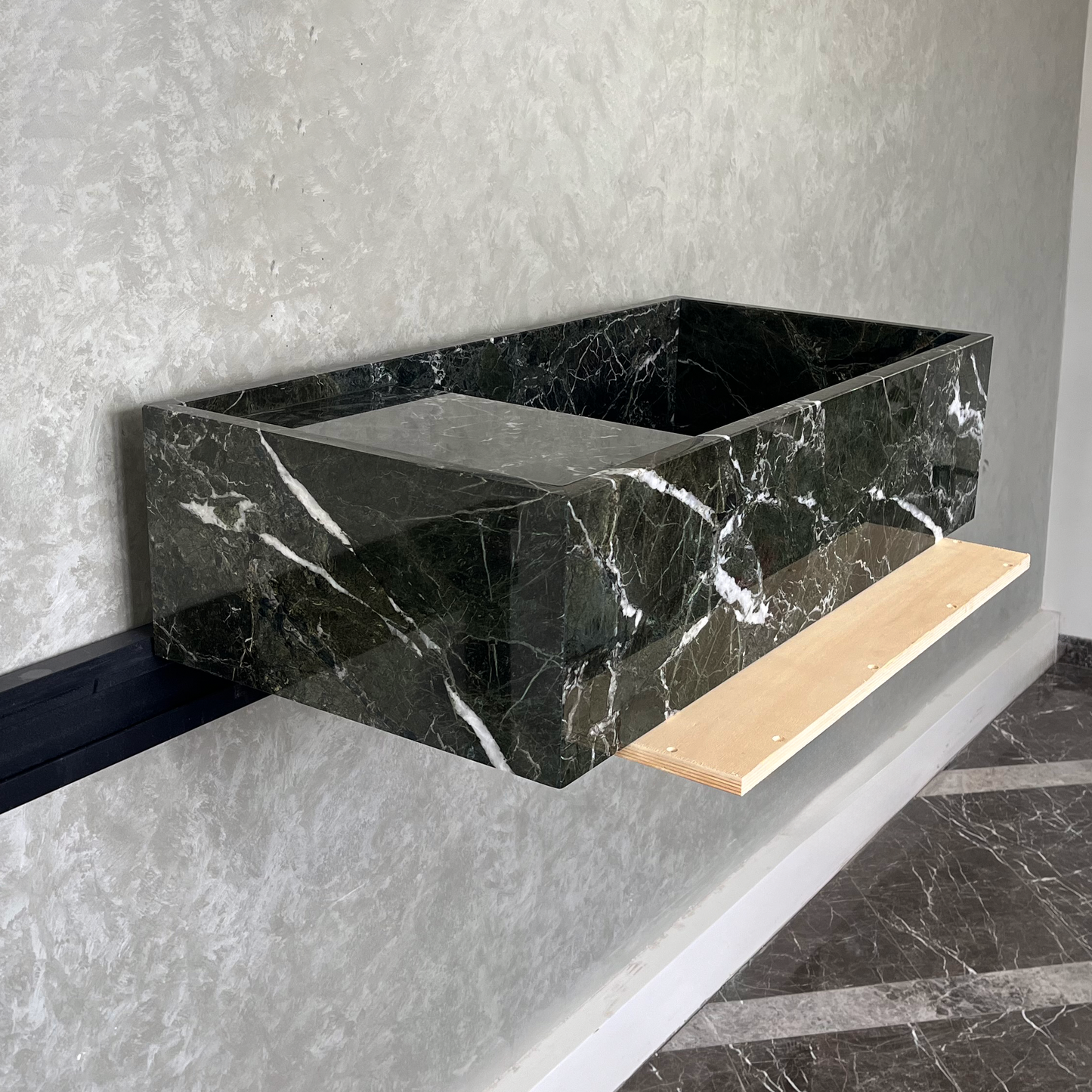 HANDCRAFTED CUSTOM TEOS GREEN MARBLE SINK (NS-081)