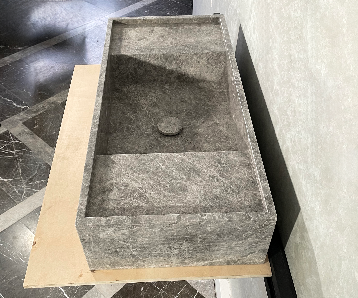 HANDCRAFTED CUSTOM TUNDRA GREY MARBLE SINK (NS-078)