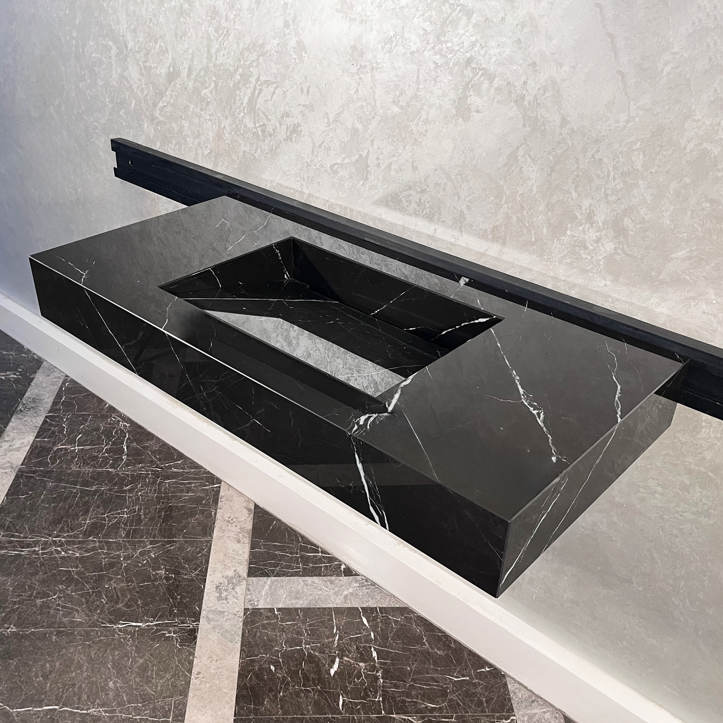 HANDCRAFTED NERO MARQUINIA HIGH ENGINEERED STONE SINK (ES-050)