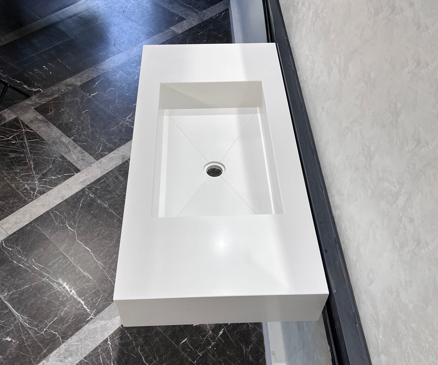 CUSTOM WHITE QUARTZ TROUGH SINK (QU-048)