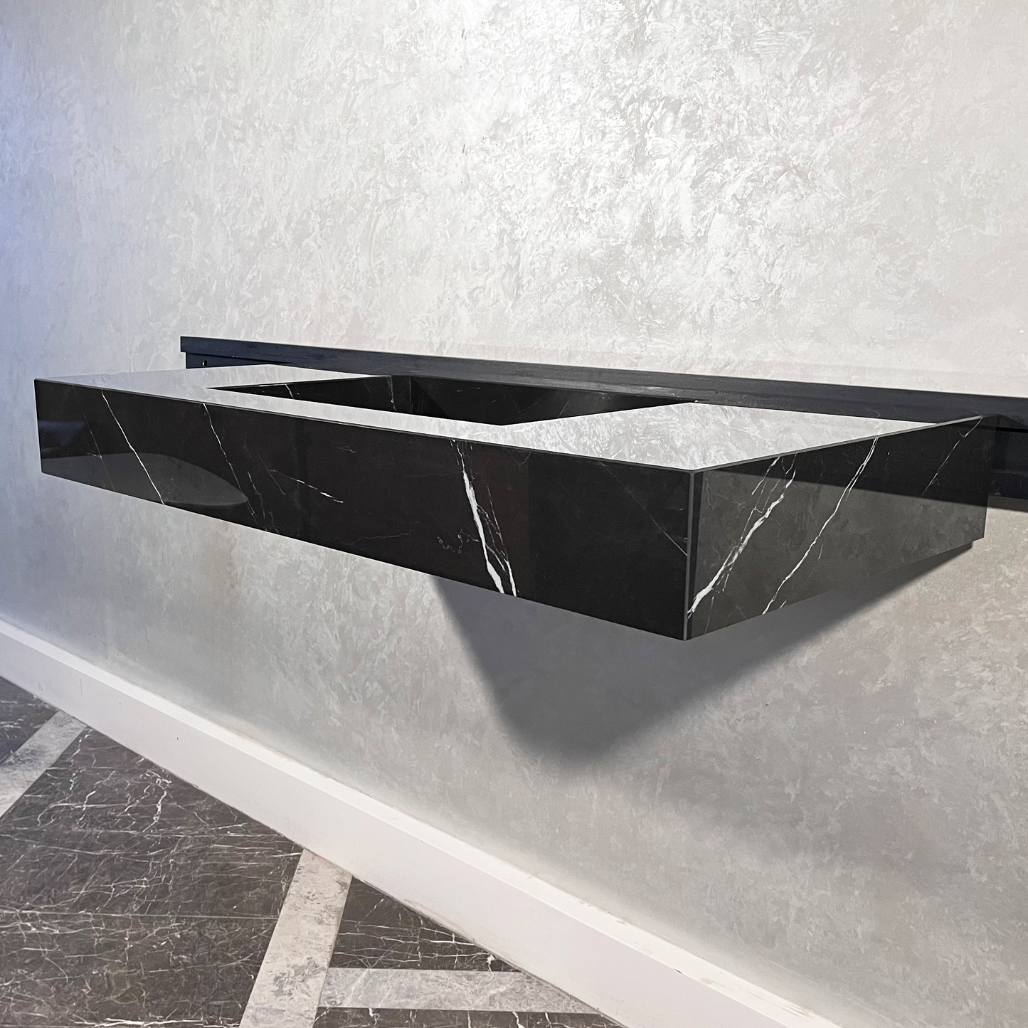 HANDCRAFTED NERO MARQUINIA HIGH ENGINEERED STONE SINK (ES-050)