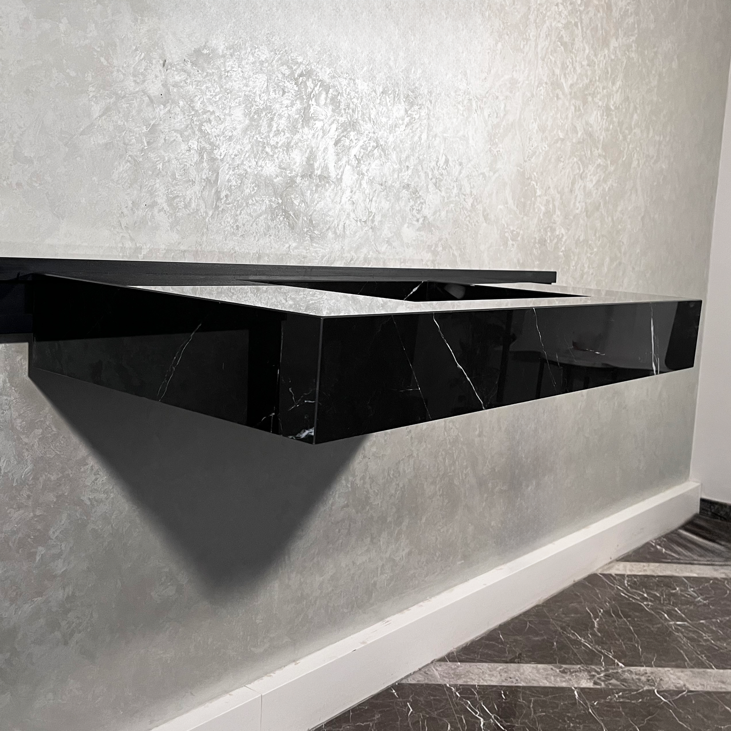 HANDCRAFTED NERO MARQUINIA HIGH ENGINEERED STONE SINK (ES-050)