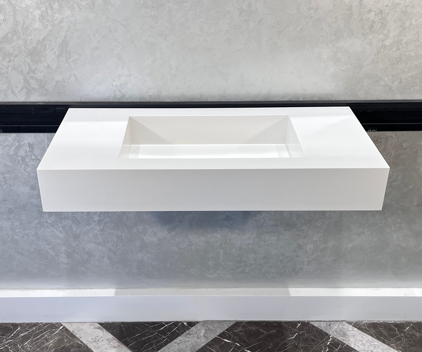 CUSTOM WHITE QUARTZ TROUGH SINK (QU-048)