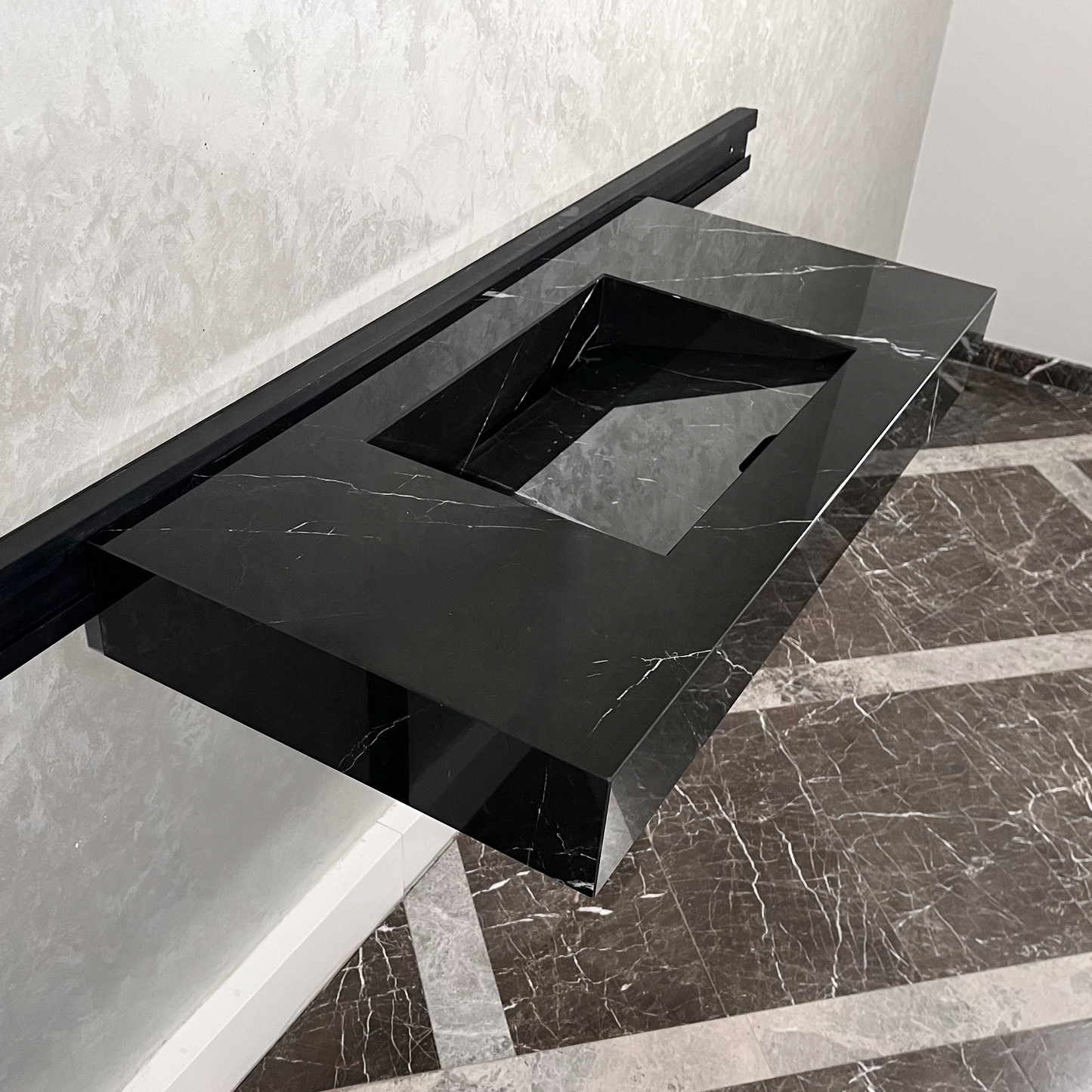 HANDCRAFTED NERO MARQUINIA HIGH ENGINEERED STONE SINK (ES-050)