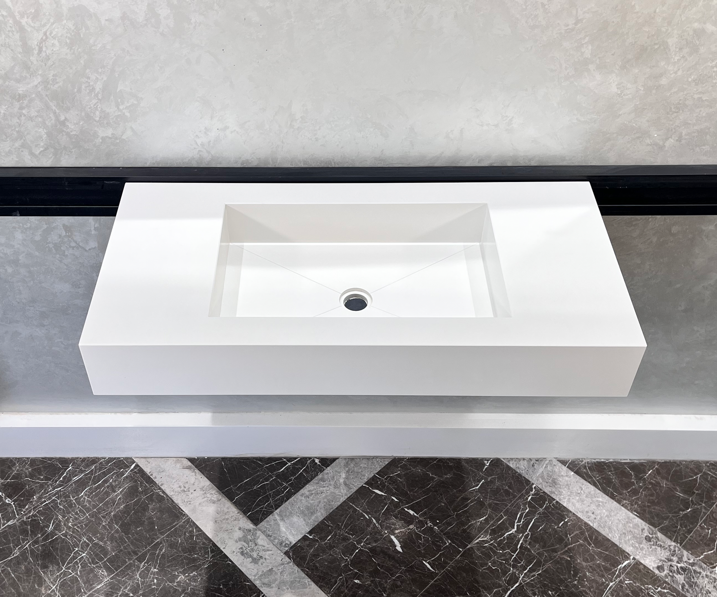 CUSTOM WHITE QUARTZ TROUGH SINK (QU-048)