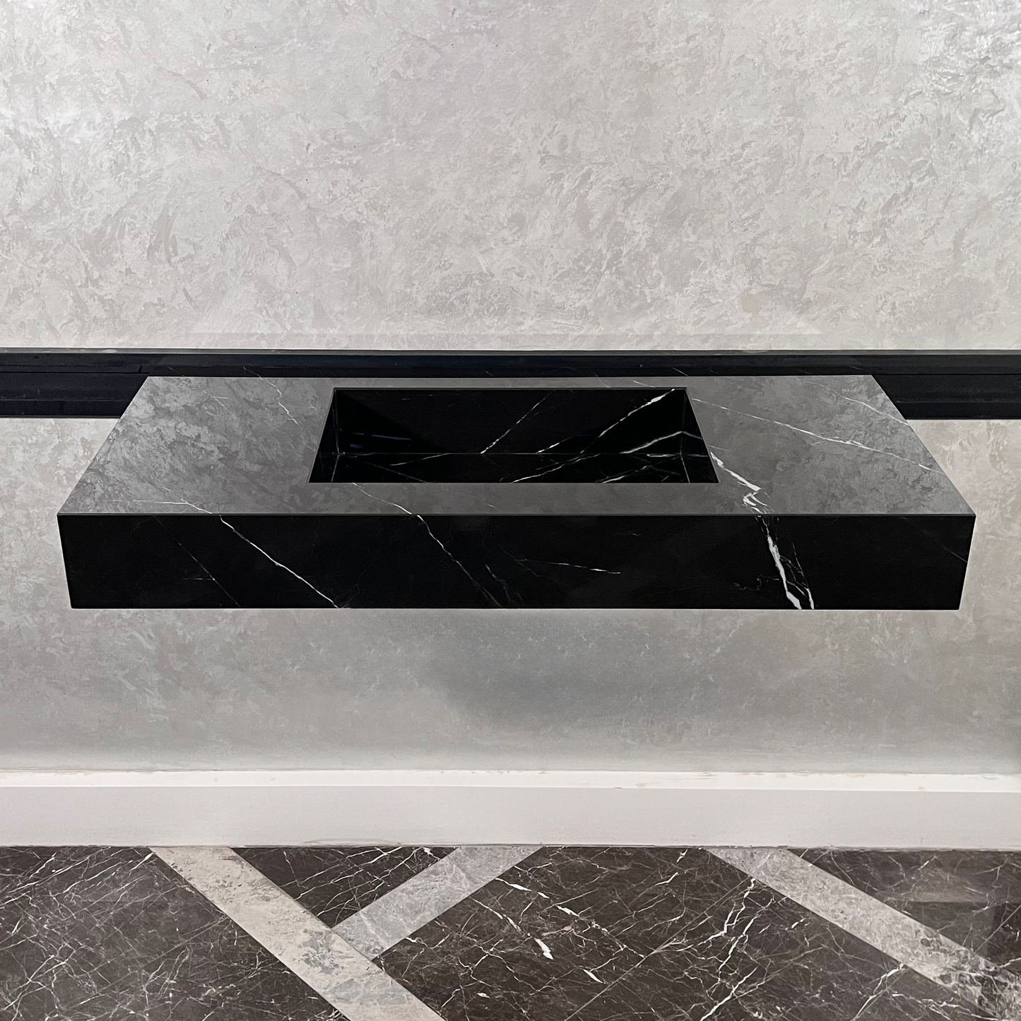 HANDCRAFTED NERO MARQUINIA HIGH ENGINEERED STONE SINK (ES-050)