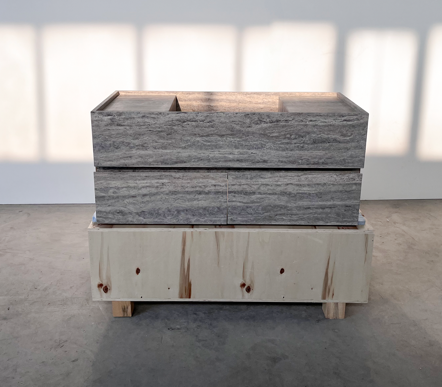 HANDCRAFTED CUSTOM SILVER TRAVERTINE SINK (TR-120)