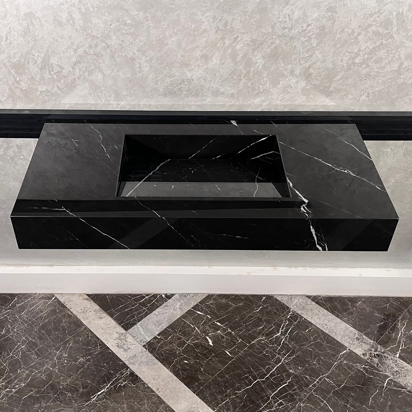 HANDCRAFTED NERO MARQUINIA HIGH ENGINEERED STONE SINK (ES-050)