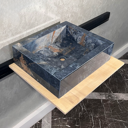 HANDCRAFTED OCEAN BLUE HIGH ENGINEERED STONE SINK (ES-032)