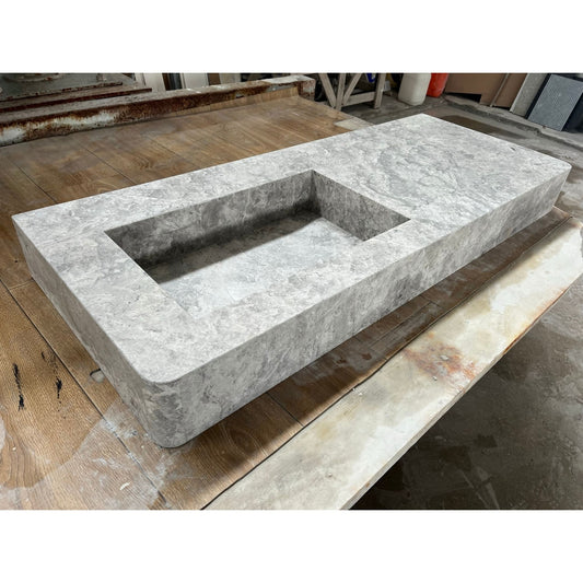 HANDCRAFTED CUSTOM TUNDRA GREY MARBLE SINK (NS-073)