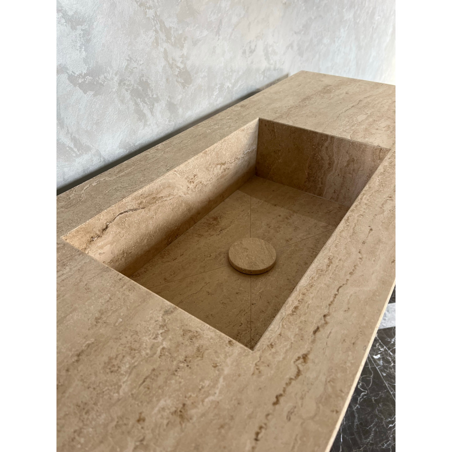 HANDCRAFTED CUSTOM TRAVERTINE SINK (TR-051)