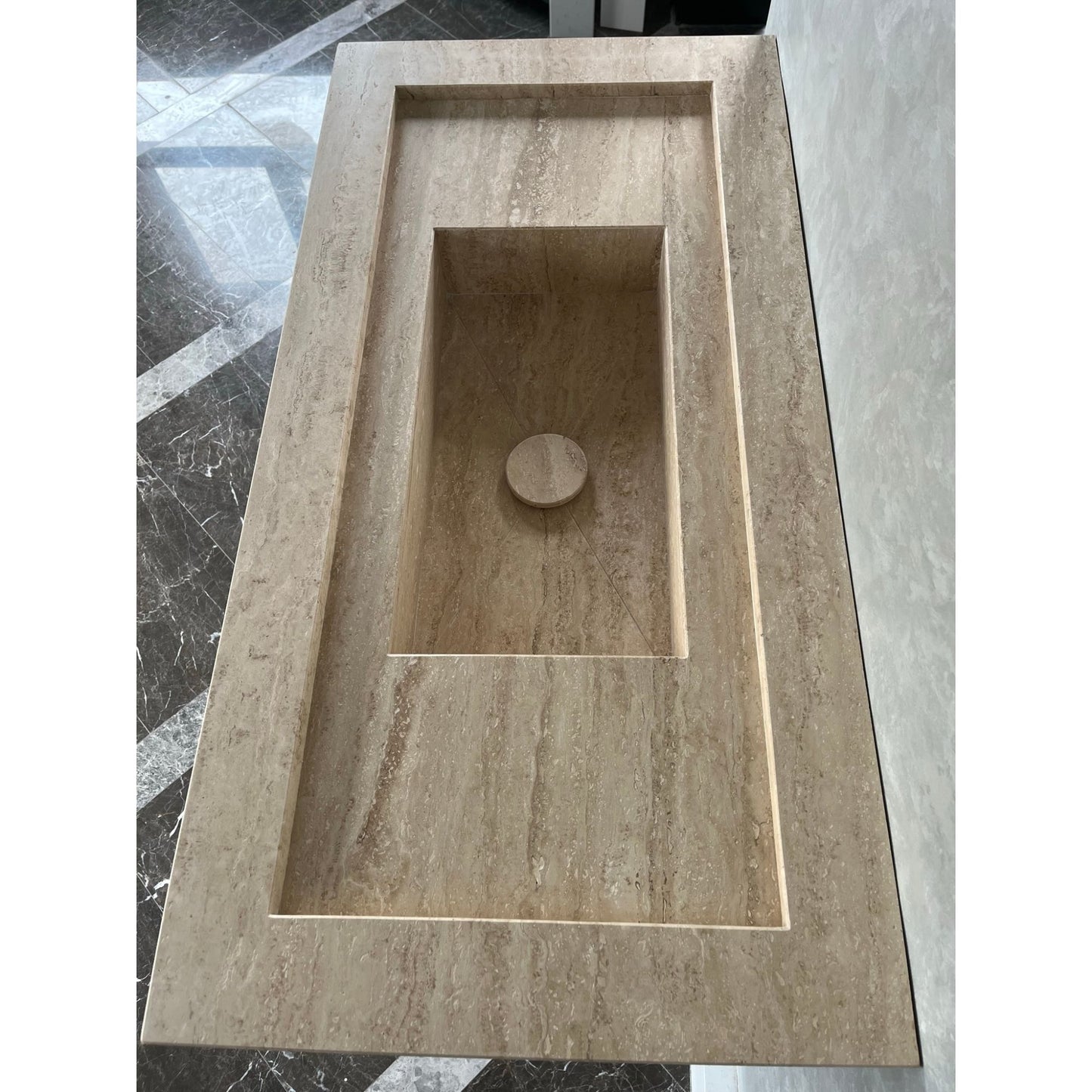 HANDCRAFTED CUSTOM TRAVERTINE SINK (TR-072)