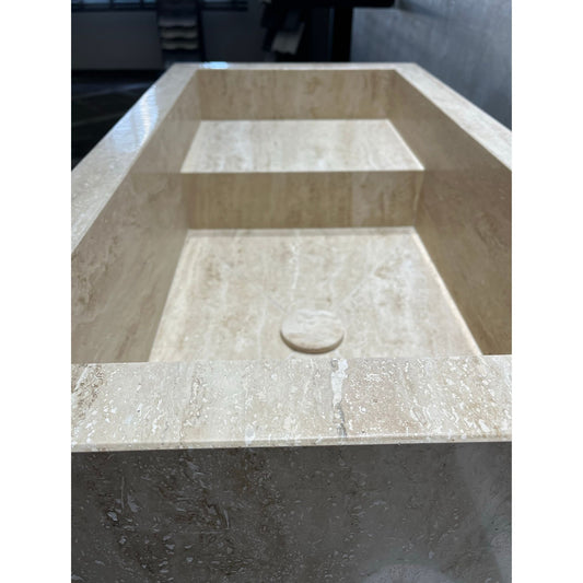 HANDCRAFTED CUSTOM TRAVERTINE SINK (TR-107)