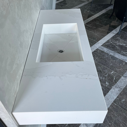 CUSTOM CALACATTA GOLD QUARTZ SINK (QU-041)