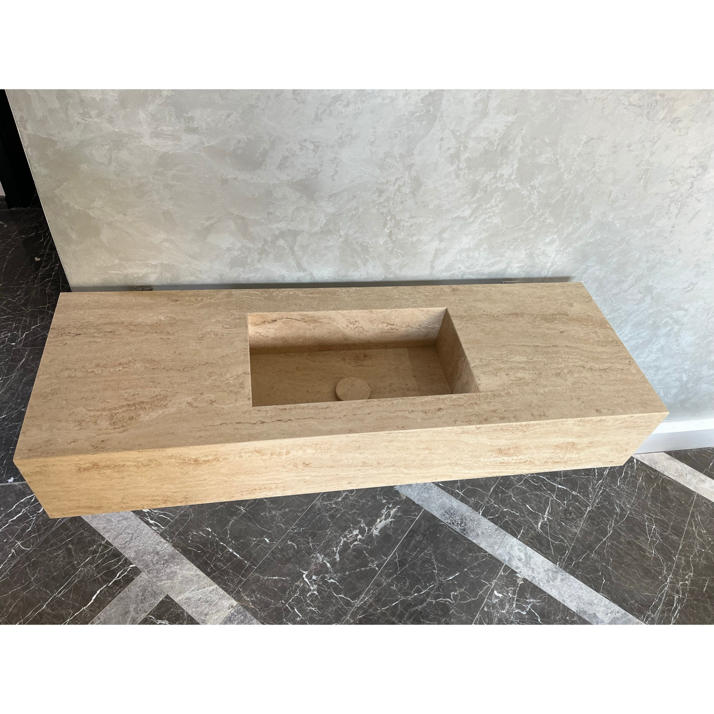 HANDCRAFTED CUSTOM TRAVERTINE SINK (TR-051)