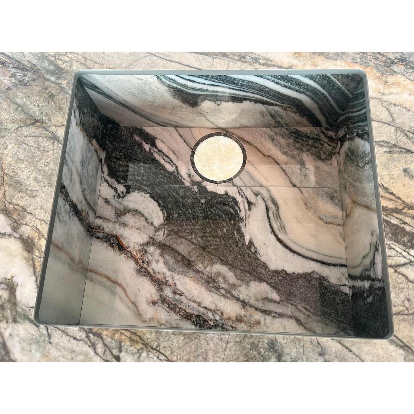 HANDCRAFTED PEACOCK HIGH ENGINEERED PORCELAIN SINK