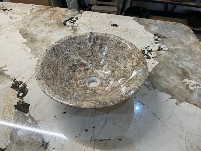 Handmade Valencia Travertine Conical Sink