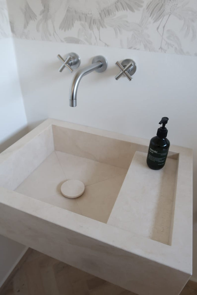 Custom Light Pearl Marble Sink
